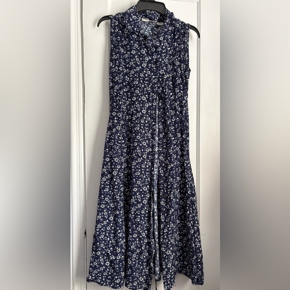 Floral Rayon Sleeveless Button Down Front with Collar Dress, Sz: Medium - Picture 1 of 8